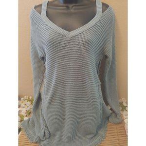 Hayden LA Distressed Knit Sweater Seafoam Small